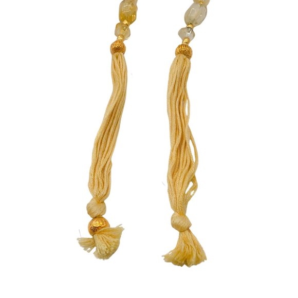 CHANEL VINTAGE 1999 YELLOW RESIN STONE AND GOLD CC LOGO CHARM TASSEL DETAIL BELT main image 4